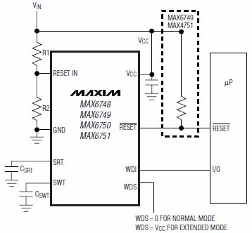 The Max6751's timeouts are set by a pair of capacitors The MAX6751’s timeouts